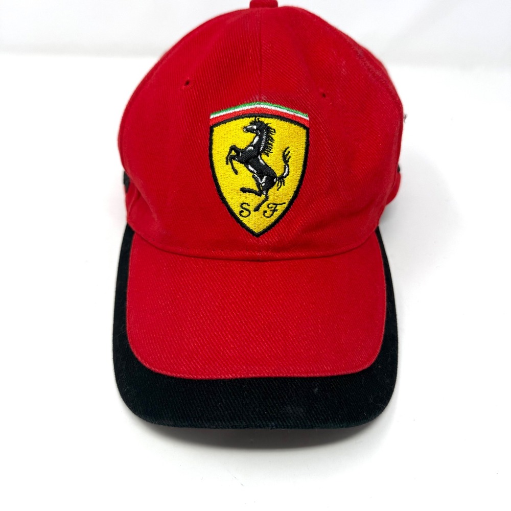 Ferrari F1 Racing Hat Red Black Embroidered Shield Fila Adjustable Cap 2002